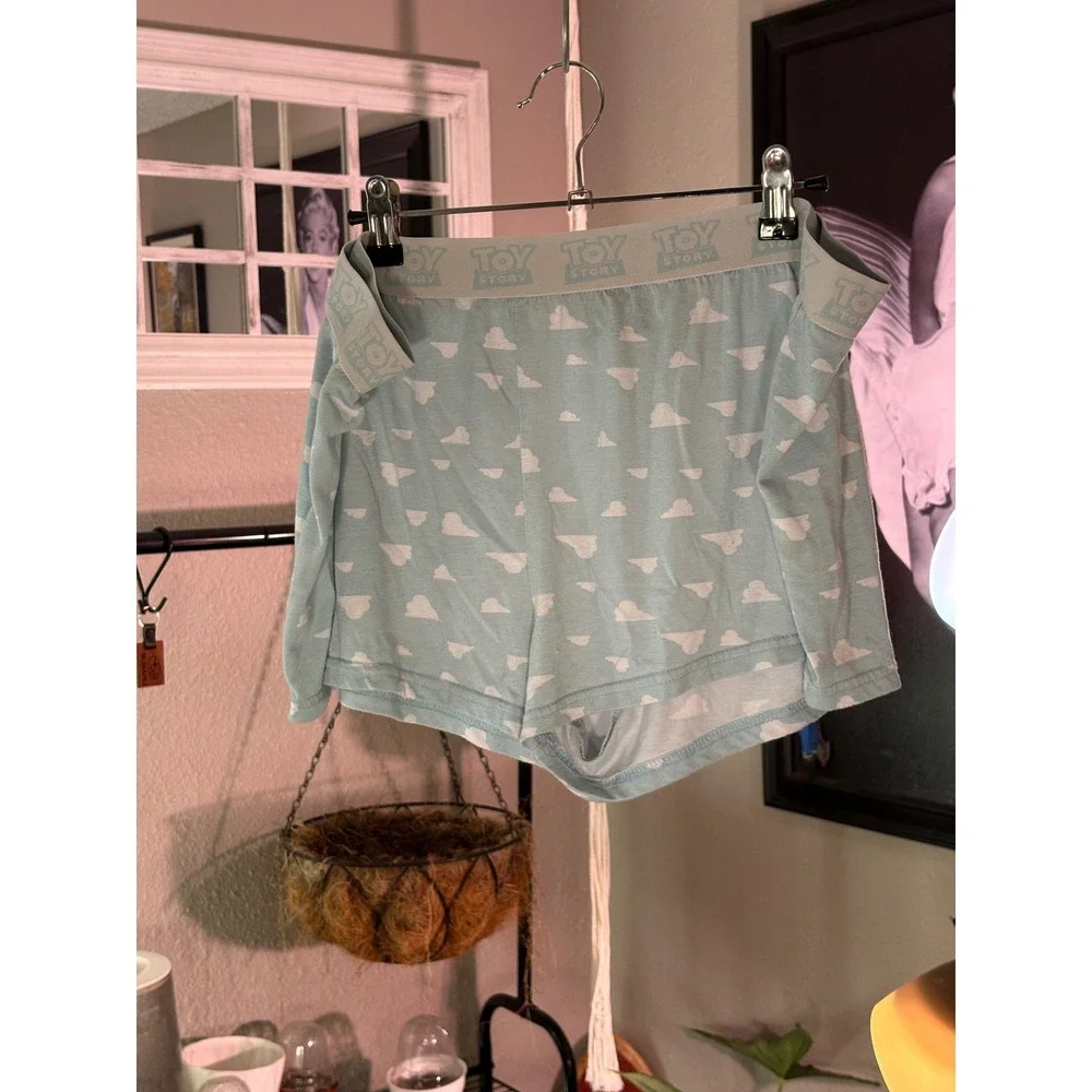 Toy Story Pajama Shorts Women XL Blue Cloud Print Elastic Waist Lounge Disney - Picture 2 of 9